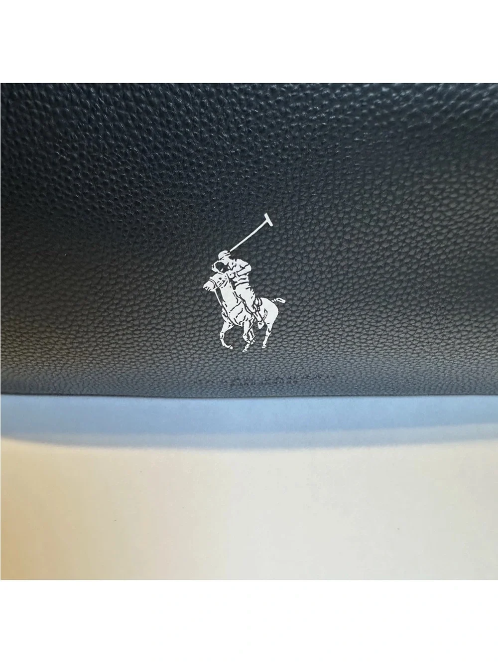 Polo Ralph Lauren Black Pebble Leather Duffle Weekender Bag